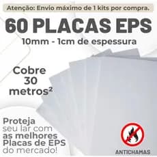 60 PLACAS EPS ANTICHAMAS - 10MM (1CM) ESPESSURA - ACÚSTICO E TÉRMICO - ENVIO IMEDIATO