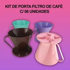 KIT com 06 unidades de Porta Filtro Coador De Café Saída Dupla N. 103 Cores sortidas Plástico