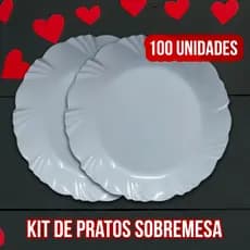 KIT COM ATÉ 100 PRATINHOS SOBREMESA REDONDO BRANCO PETALA PLASTICO FESTAS EVENTOS BUFFET ANIVERSÁRIO