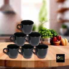 KIT 6 XÍCARAS PRETAS 70ML ACRÍLICO CANTINHO DO CAFÉ CHÁ