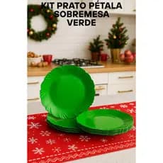 Kit 10/20 Pratinhos de Sobremesa Redondo Pétala Verde Plástico Eventos Café Doces Comemorações