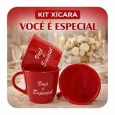 Kit 20 Xícara Você é Especial Vermelho Acrílico 70ml - Café Chá Decoração