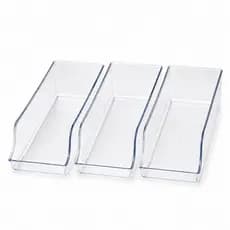 Kit C/ 3 Organizadores de Geladeira Gaveta Dispensa Multiuso Acrílico Transparente