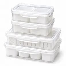 Kit C/ 4 Potes Organizadores de Geladeira KeHome Frios Petiscos Frutas Legumes