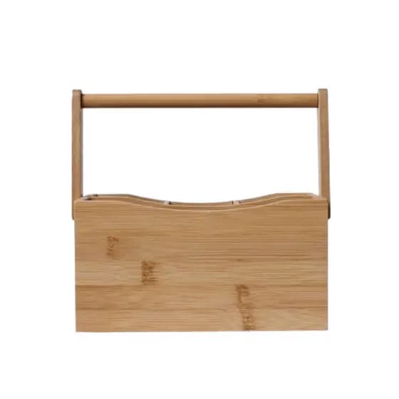 Suporte Porta Talheres Utensílios De Mesa Em Bambu Com Alça Cozinha