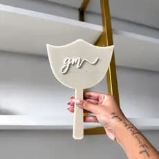 Espelho de mão DESTACADOR DUPLO LUXO   personalizado *com suporte*  lash designer sobrancelhas estética beleza