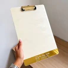 Prancheta Personalizada em Acrílico A4 34,5x23 GRANDE madrepérola papelaria beleza clinica estética consultório