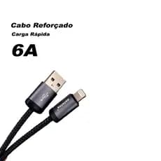 Cabo Carregador Dados Lightning USB P/Iphone 1 metro Reforçado 6A Peining