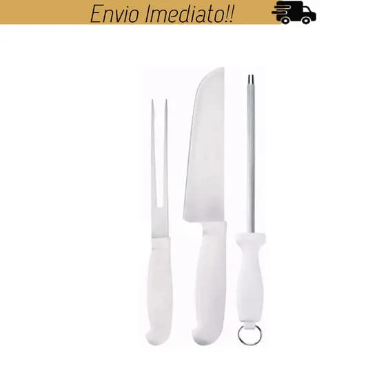 Kit Churrasqueiro com Faca Garfo e Chaira OriginalLine Conjunto Churrasco