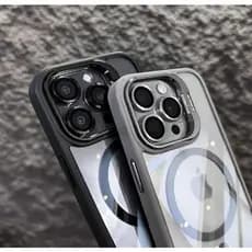 Capinha/Case Premium Magsafe Suporte Câmera Brinde Película Câmera iPhone 11 12 13 14 15 16 Pro Max