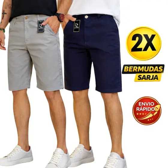 Kit 2 Bermudas Sarja Masculina Short Brim Social
