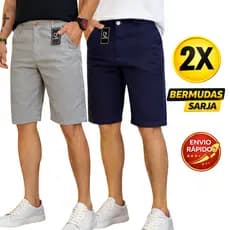 Kit 2 Bermudas Sarja Masculina Short Brim Social