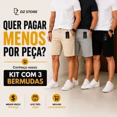 Kit 3 Bermudas Sarja Masculina  Brim Lisa Social Casual Diversas Cores Alta Qualidade