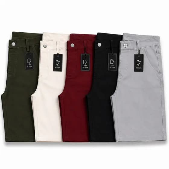 Bermuda Masculina Sarja Brim Slim Premium Bolso Faca Social Colorida Jeans