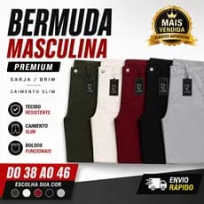Bermuda Sarja Masculina Slim Brim Premium Bolso Faca Social Diversas Cores