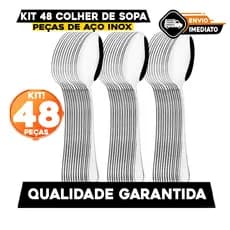 Jogo de Talheres 48 Peças Colher de Sopa em Aço Inox Jogo de Talher Colheres de Mesa