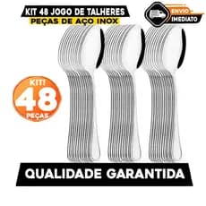 Jogo de Talheres 48 Peças Colher de Sopa em Aço Inox Jogo de Talher Colheres de Mesa