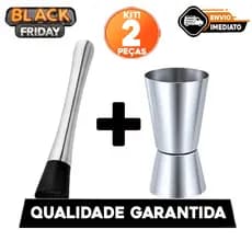 Kit Socador e Dosador Duplo Barman Perfeito para Caipirinha e Drinks