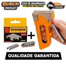Jogo Grampeador com Grampos Kit Essencial para Tapeçaria Marcenaria Uso Doméstico e Profissional