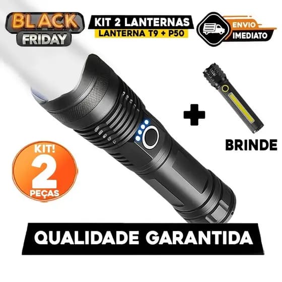 Lanterna T9 ULTRA POTENTE  para Camping e Sitio acompanha Brinde de uma lanterna P50 de ótima qualidade - Envio imediato