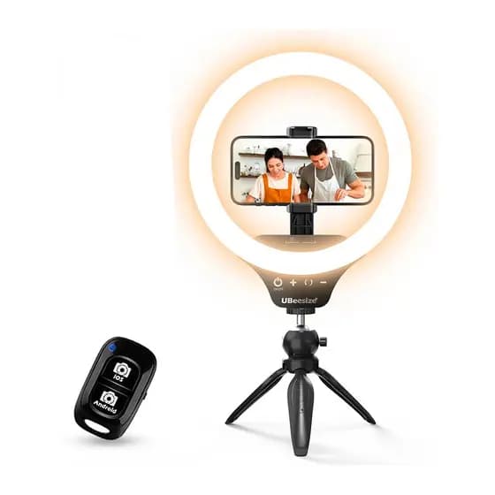 Ring Light Mesa 12'' Ubeesize Suporte Celular LED Ajustável