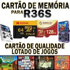 Cartão de Memória Micro SD 64 / 128GB Original + Jogos P/ R36S