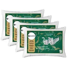 Kit 4 Travesseiro Pluma de Ganso Confortavel e Macio Antiacaro 70x50cm