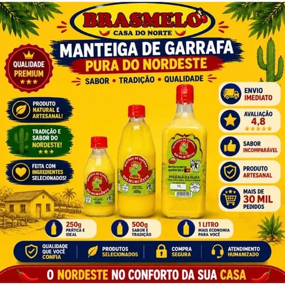 Manteiga de Garrafa Pura do Nordeste - Sabor Autêntico e Regional