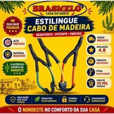Estilingue Cabo de Madeira Reforçado Resistente Produto Artesanal Decorativo Nordeste