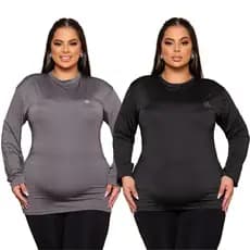 Kit Blusa Térmica Plus Size G1 G2 G3  Moda Feminina Proteção UV Manga Longa Treino Academia