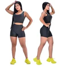 Short Legging Feminina Suplex Cós Alto Zero Transparência Moda Fitness Academia P Ao GG