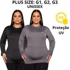 Kit até  2 Camiseta Térmica Plus Size com Proteção Solar UV 50+ Feminina Segunda Pele para Gordinhas
