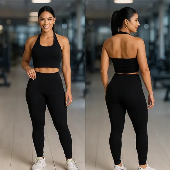 Conjunto de Academia Zero Transparência Supléx Premium Top Halter Costas Nua