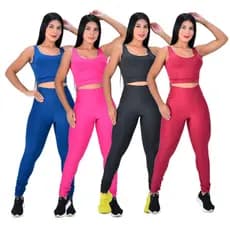 Conjunto Treino Academia Calça + Top Moda Feminina Suplex Zero Transparência Moda Fitness P Ao GG
