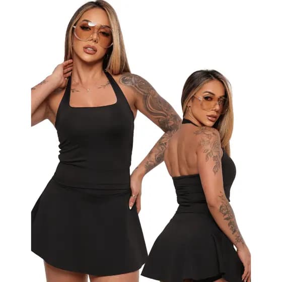 Blusa Frente Única Top Halter Baby Tee Costas Nua Verão Moda Gringa