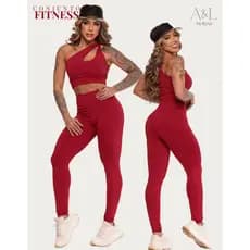 Conjunto Fitness Calça Legging + Top Gota Ombro Único Suplex Feminino Academia Crossfit Corrida