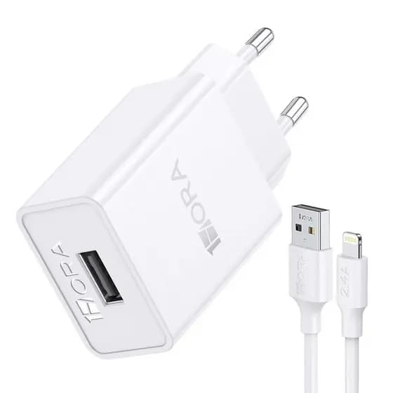 Carregador Usb 1Hora + Cabo Lightning 2.0A iPhone Branco