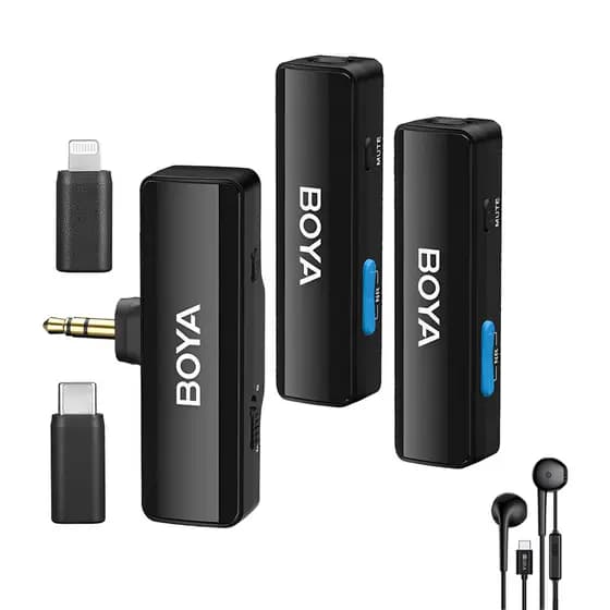Microfone Lapela Boya Boyalink A2 + Fone Ouvido Aut124 Preto (K-6151-5862)