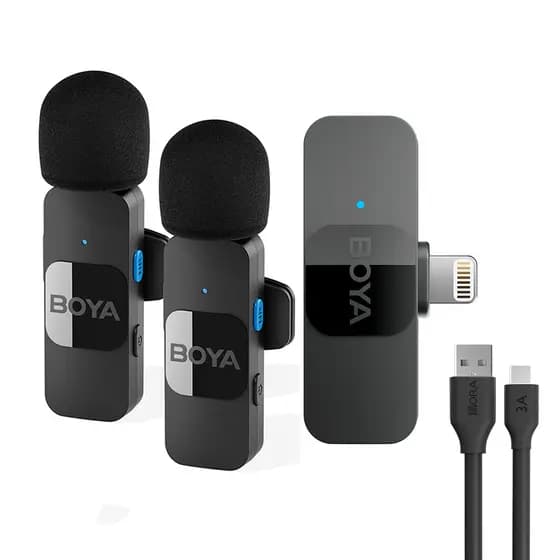 Microfone de Lapela Boya By-v2 p/Ios + Cabo Usb A/C Preto (K-4914-5887)