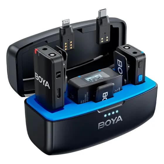 Microfone Sem Fio Lapela BoyaMic Lapela p/Câmera Android Ios Preto
