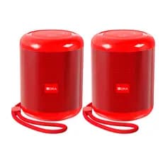 Caixa Som 1Hora Alto-falante Bluetooth Portátil Vermelho 2 Unidades