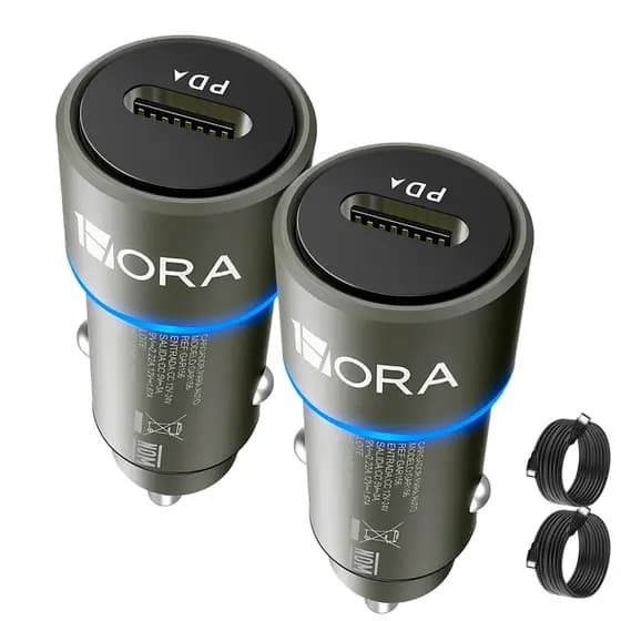 Carregador Veicular Carro 1Hora 3A+Cabo Usb TipoC Carbon 2 Unidades