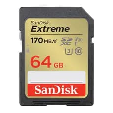 Cartão de Memória Sd Sandisk 64gb Extreme 170Mbs c10 V30 UHD 4k