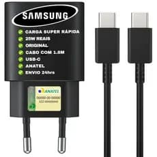 (ORIGINAL MESMO) Carregador Turbo Tipo C Samsung S26 S25 S24 S23 S22 S21 S20fe 25w
