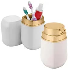 Kit Luxo 2 peças para Banheiro/Lavabo – Branco & Dourado | Linha Conceito Arthi