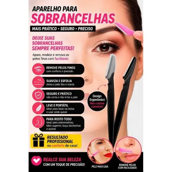 Navalhete para Sobrancelha Inox Aparador de Pelos Facial - Lâmina de Aço Inoxidável