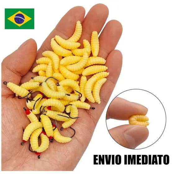 Iscas Macias de Pesca em Formato de  Minhocas Plásticas / 10 Iscas por pedido