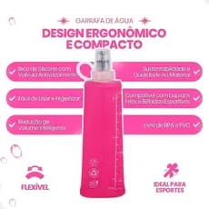Kit 2 Garrafas De Água Corrida Flexíveis Dobráveis De Silicone 500ML TPU Azul Para Academia Soft Water Bag Bico Antivaza