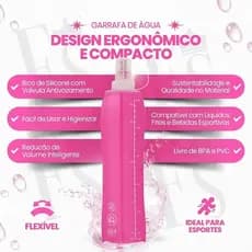 Kit 2 Garrafas De Água Corrida Flexíveis Dobráveis De Silicone 500ML TPU Azul Para Academia Soft Water Bag Bico Antivaza