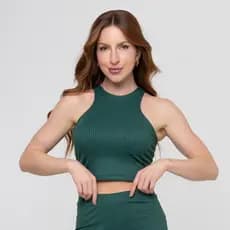 Top Cropped Canelado Feminino Regata Básico Moda Casual